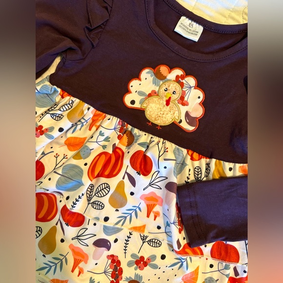 Girls 18 month Thanksgiving Boutique Ruffle Shirt and Pants Outfit Turkey NWOT - Picture 2 of 6